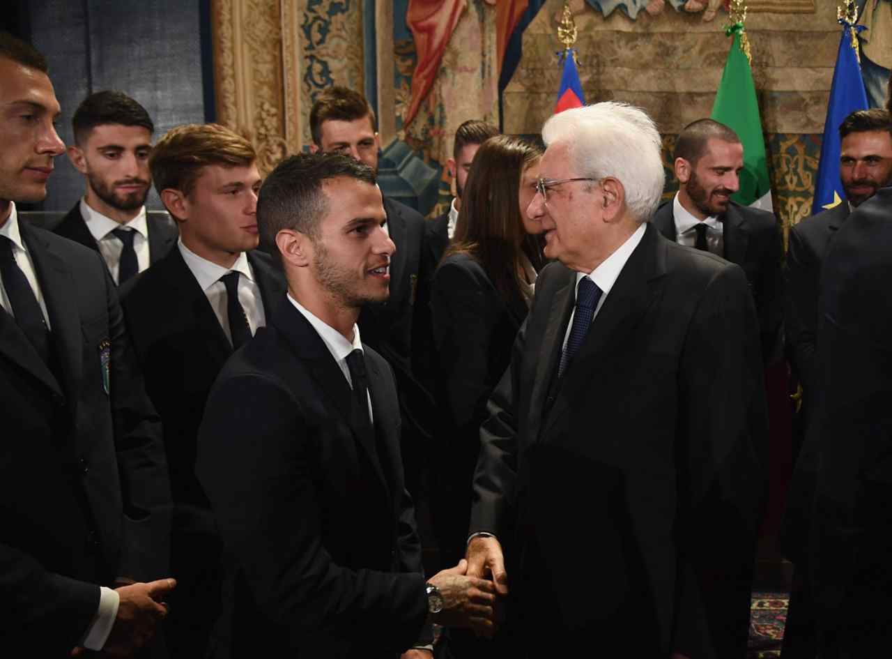 Nazionale italiana, Sebastian Giovinco incontra il Presidente della Repubblica Sergio Mattarella, anno 2018. Foto © Claudio Villa/Getty Images.