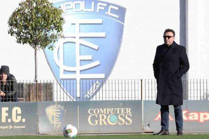 Empoli, il presidente Fabrizio Corsi fa visita i ragazzi durante l'allenamento. Foto ©Getty Images.