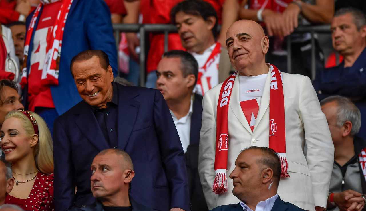 Silvio Berlusconi e Adriano Galliani allo stadio