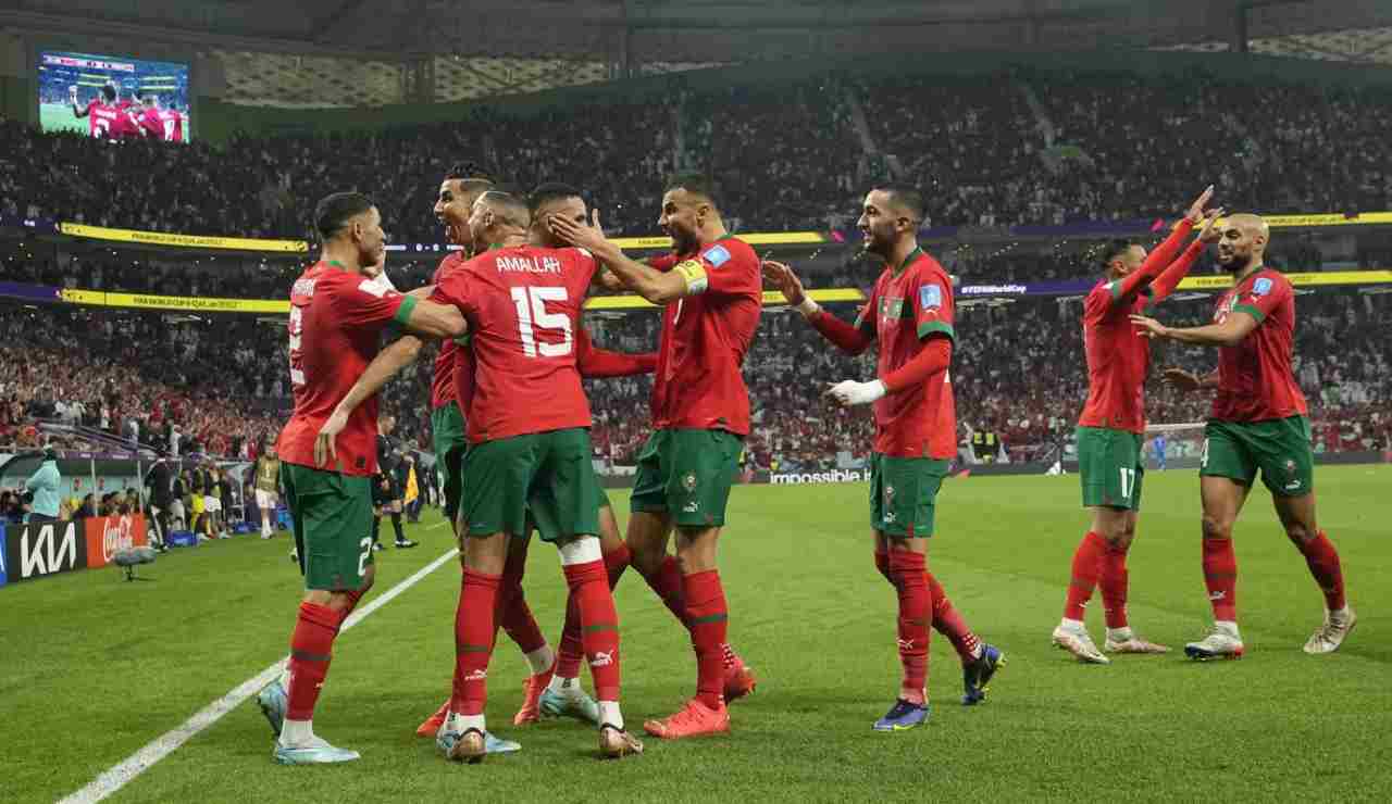 Giocatori Marocco esultanza