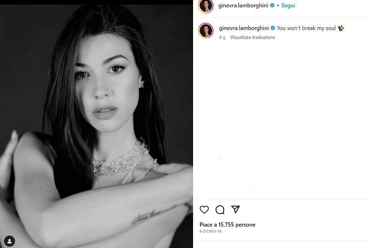 Ginevra Lamborghini senza veli, Instagram in delirio