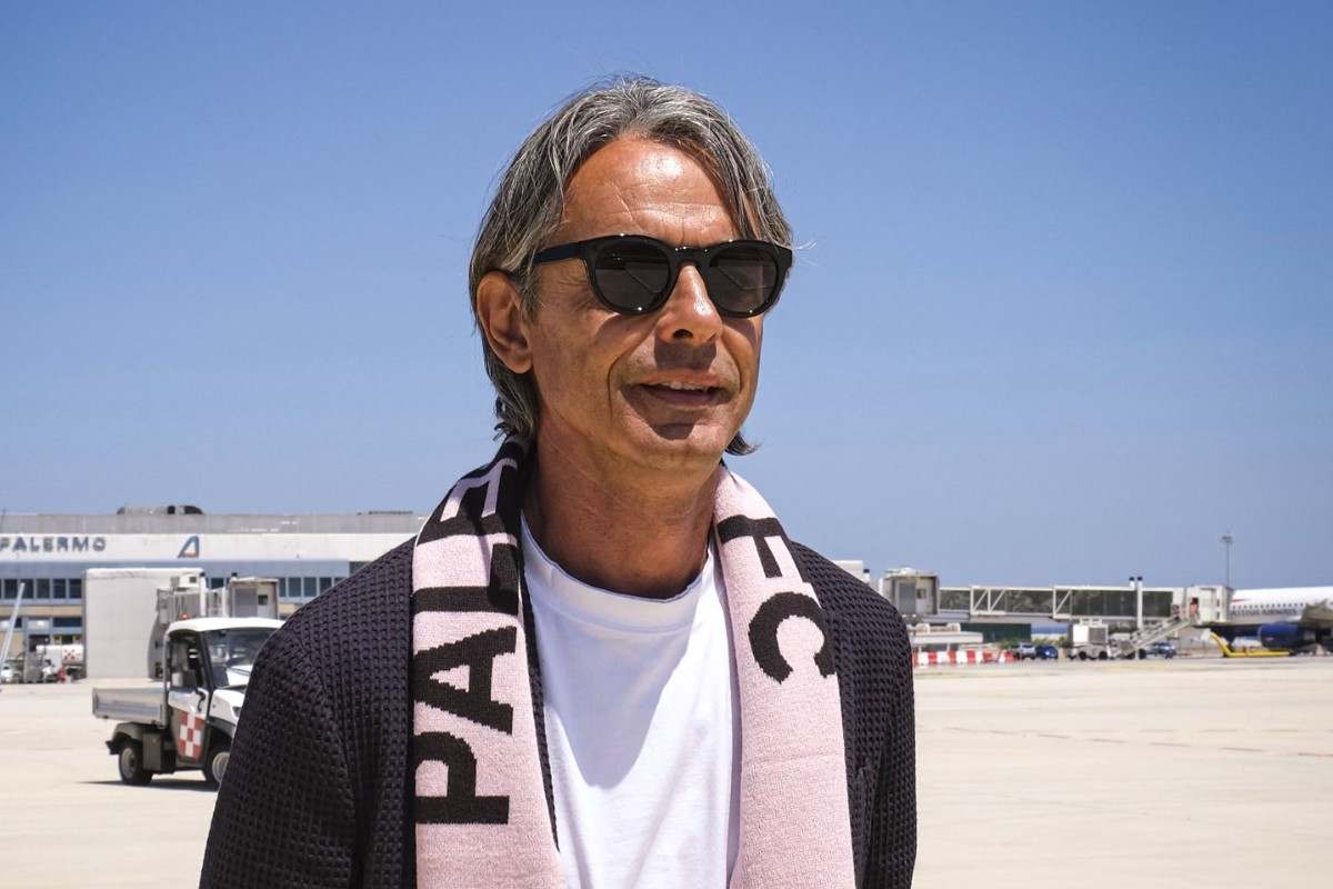 Filippo Inzaghi al suo arrivo a Palermo
